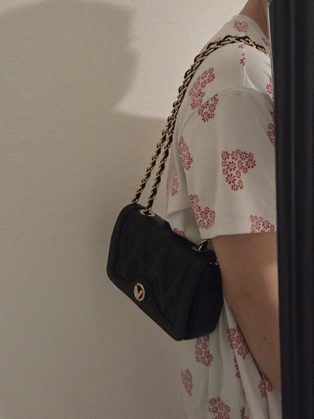 Mario Valentino Quilted Shoulder Crossbody Flap Bag Black Made In Italy